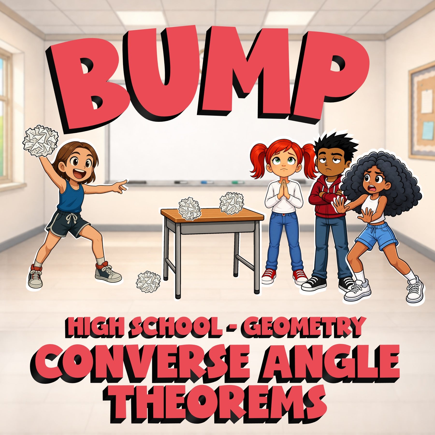 Converse Angle Theorems BUMP Math Game - No Prep Geometry Review Activity
