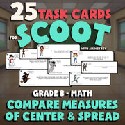 Compare Measures of Center & Spread SCOOT TASK CARDS Math Game - No Prep Grade 8