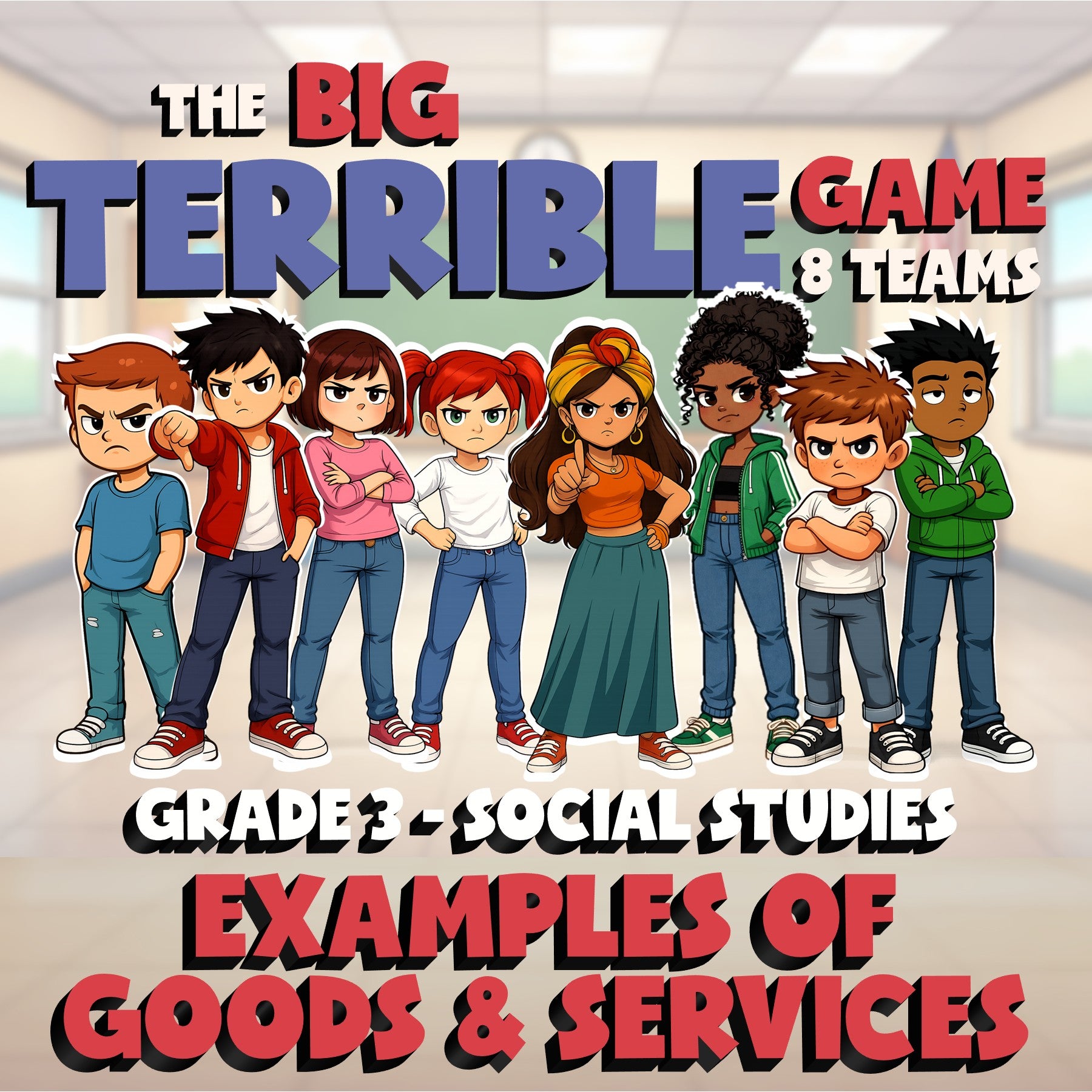 Examples of Goods & Services BIG TERRIBLE GAME - No Prep Grade 3 Socials Review
