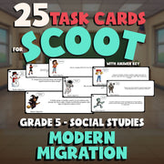 Modern Migration SCOOT TASK CARDS Socials Game - No Prep Grade 5 Review Activity