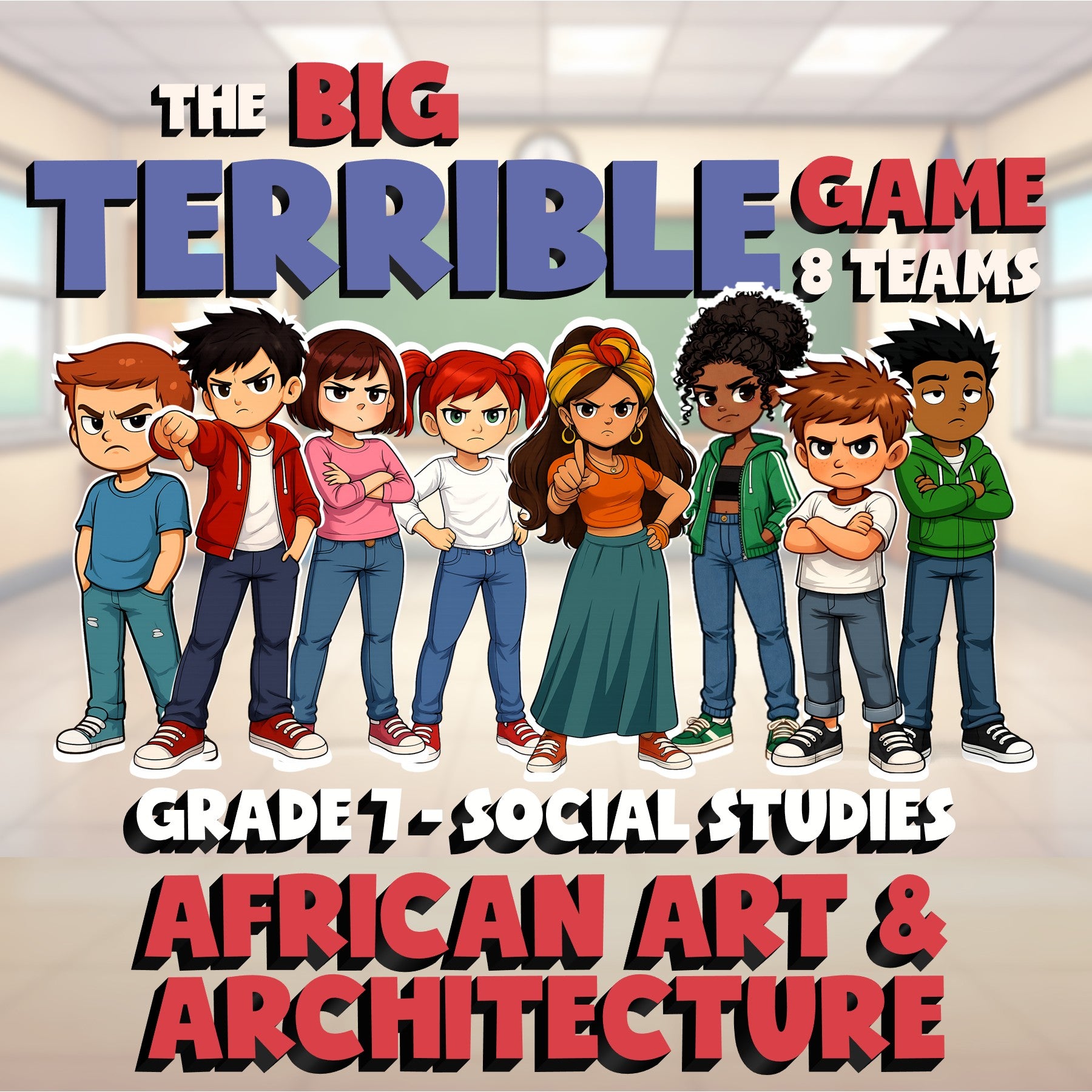 African Art & Architecture BIG TERRIBLE GAME - No Prep Grade 7 Socials Review