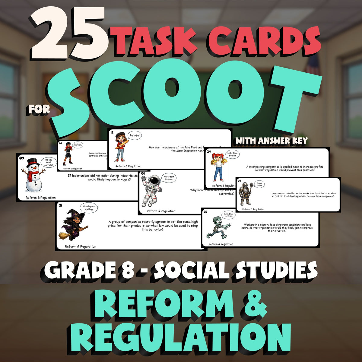 Reform & Regulation SCOOT TASK CARDS Socials Game - No Prep Grade 8 Review