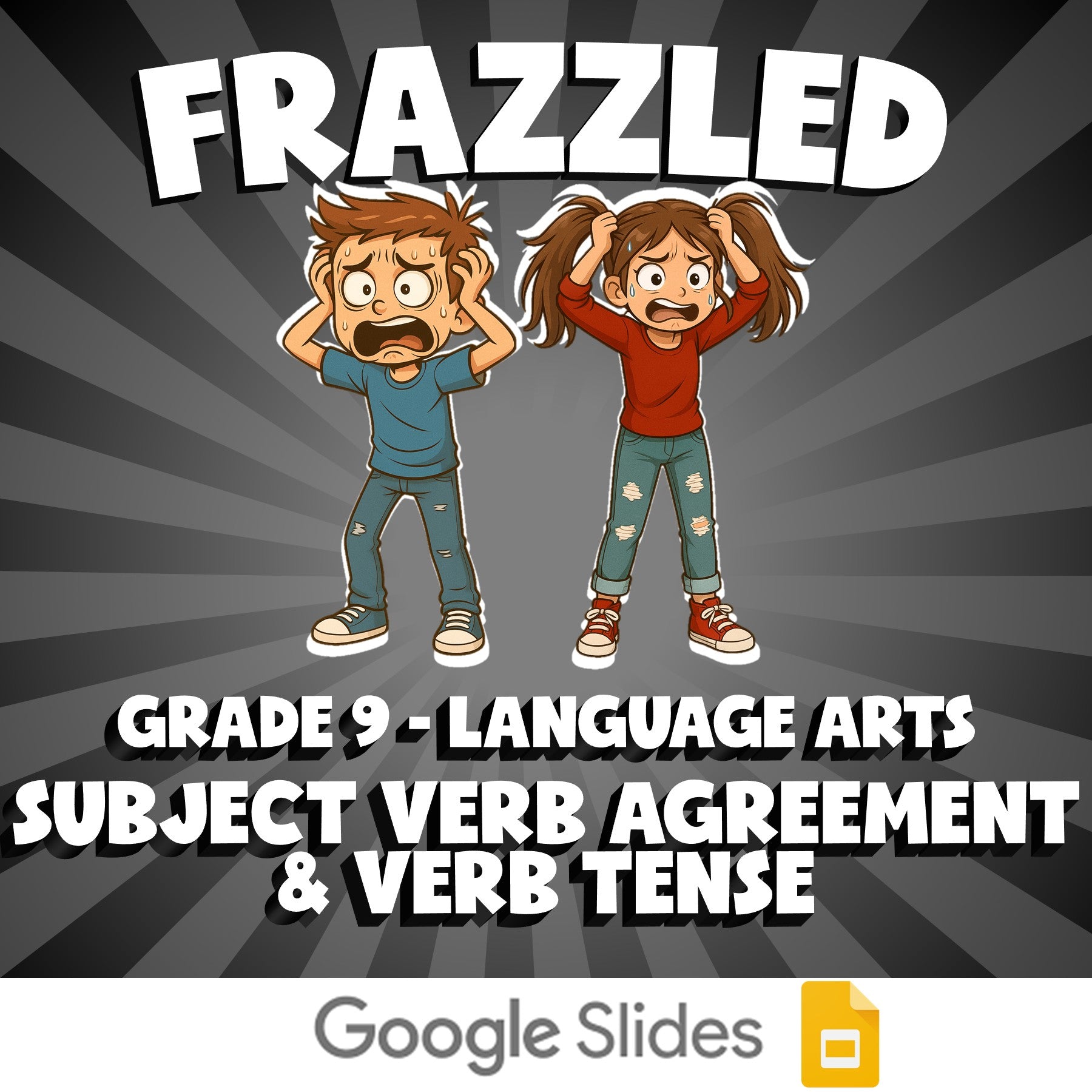 Subject Verb Agreement & Verb Tense FRAZZLED ELA Game - No Prep Grade 9 Review