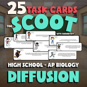 Diffusion SCOOT TASK CARDS Science Game - No Prep AP Biology Review Activity
