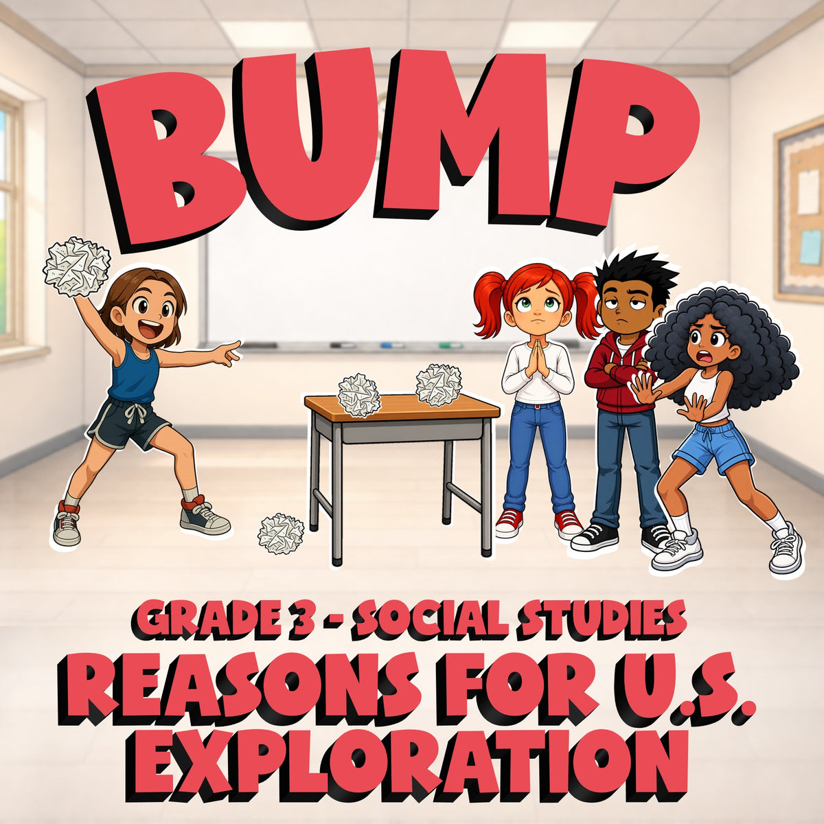 Reasons for U.S. Exploration BUMP Socials Game - No Prep Grade 3 Review Activity