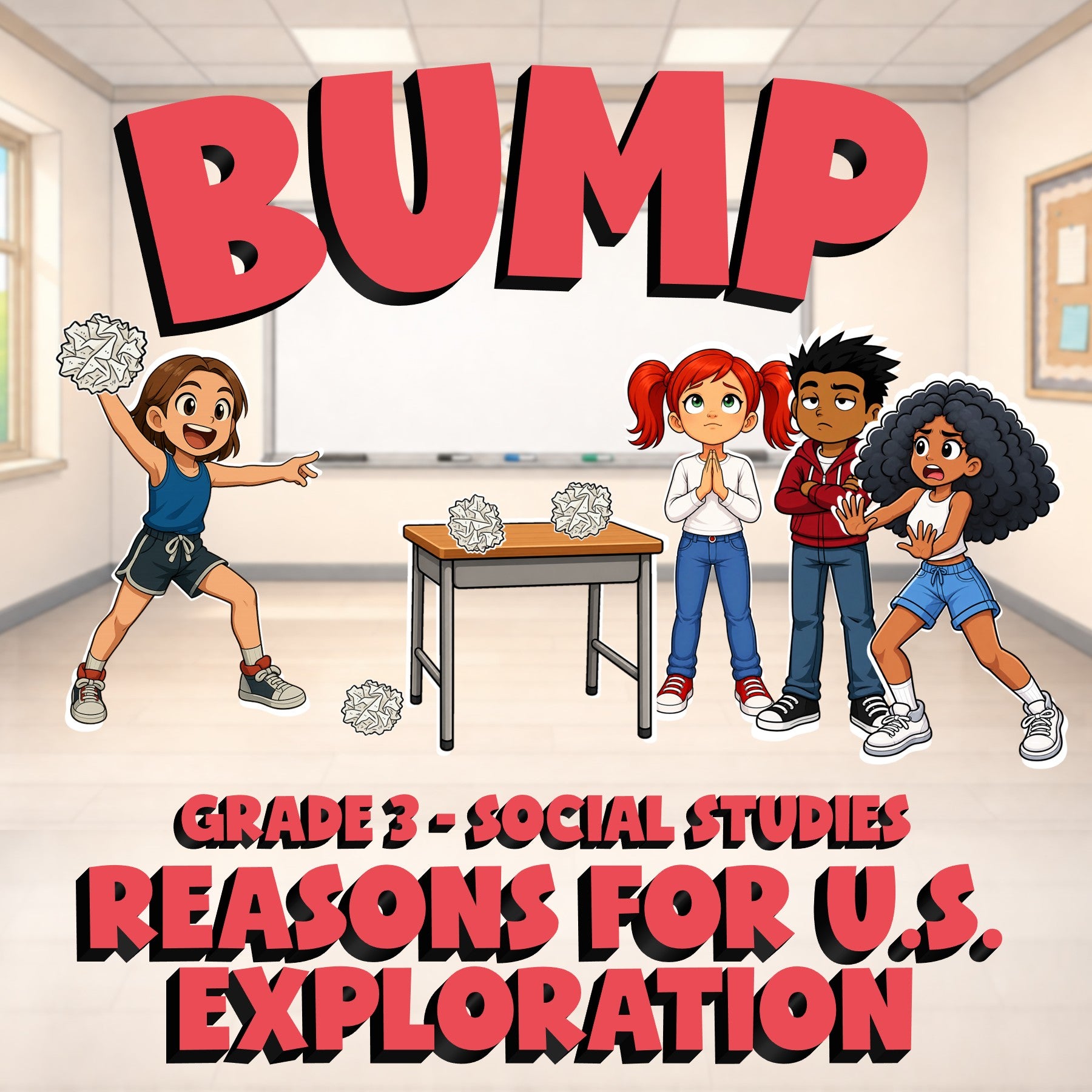 Reasons for U.S. Exploration BUMP Socials Game - No Prep Grade 3 Review Activity