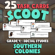 Southern Colonies SCOOT TASK CARDS Socials Game - No Prep Grade 4 Review