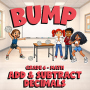 Add & Subtract Decimals BUMP Math Game - No Prep Grade 6 Review Activity