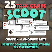 Identify Common Informational Text Structures SCOOT TASK CARDS ELA Game Grade 4