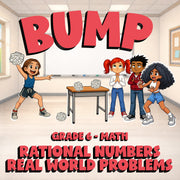 Rational Numbers Real World Problems BUMP Math Game - No Prep Grade 6 Review