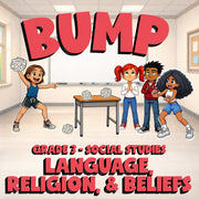Language, Religion, & Beliefs BUMP Socials Game - No Prep Grade 3 Review