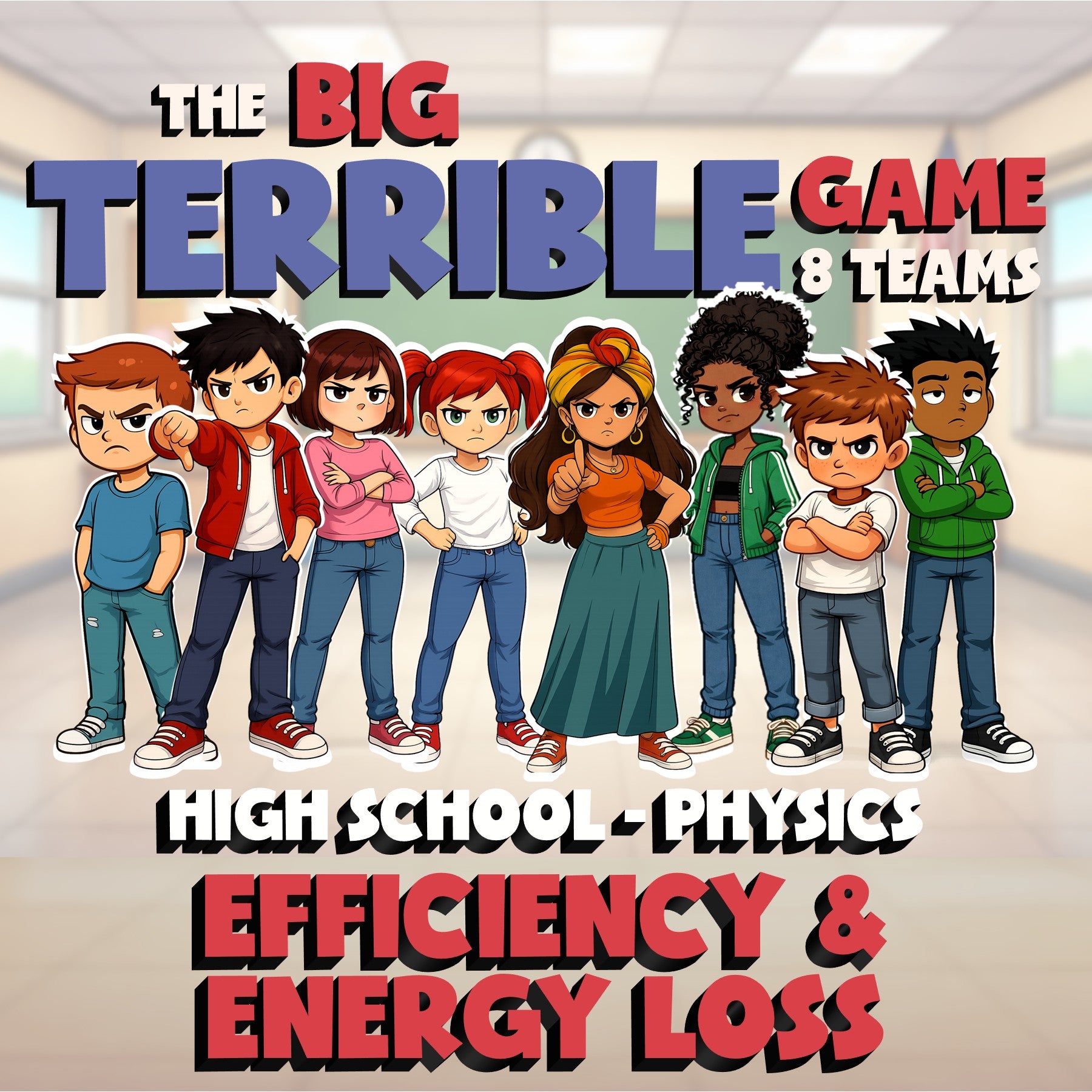 Efficiency & Energy Loss BIG TERRIBLE GAME - No Prep Physics Science Review