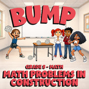 Math Problems in Construction BUMP Math Game - No Prep Grade 8 Review Activity