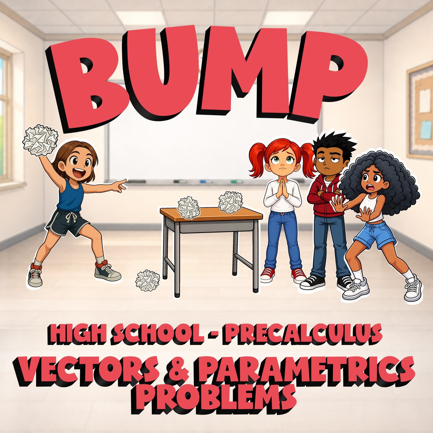 Vectors & Parametrics Problems BUMP Math Game - No Prep PreCalculus Review