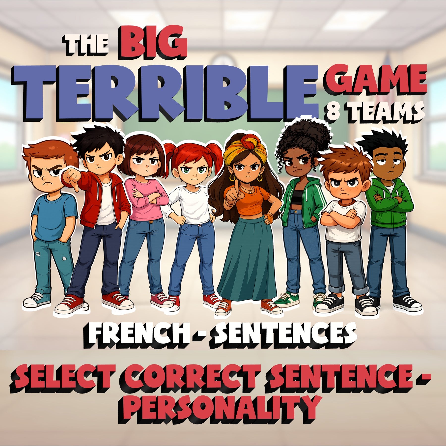Select Correct Sentence - Personality BIG TERRIBLE GAME - French Exercise