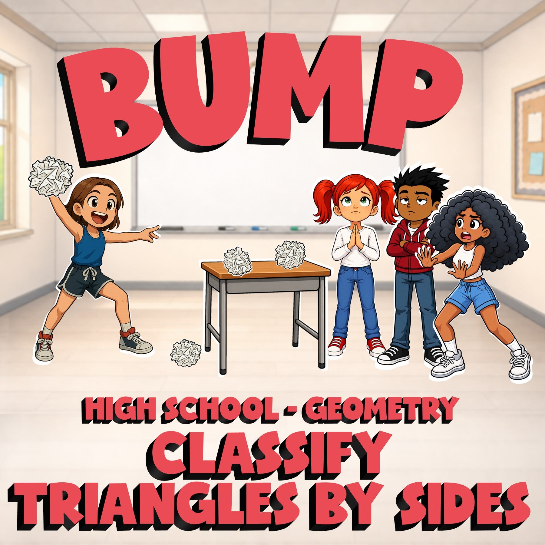 Classify Triangles By Sides BUMP Math Game - No Prep Geometry Review Activity