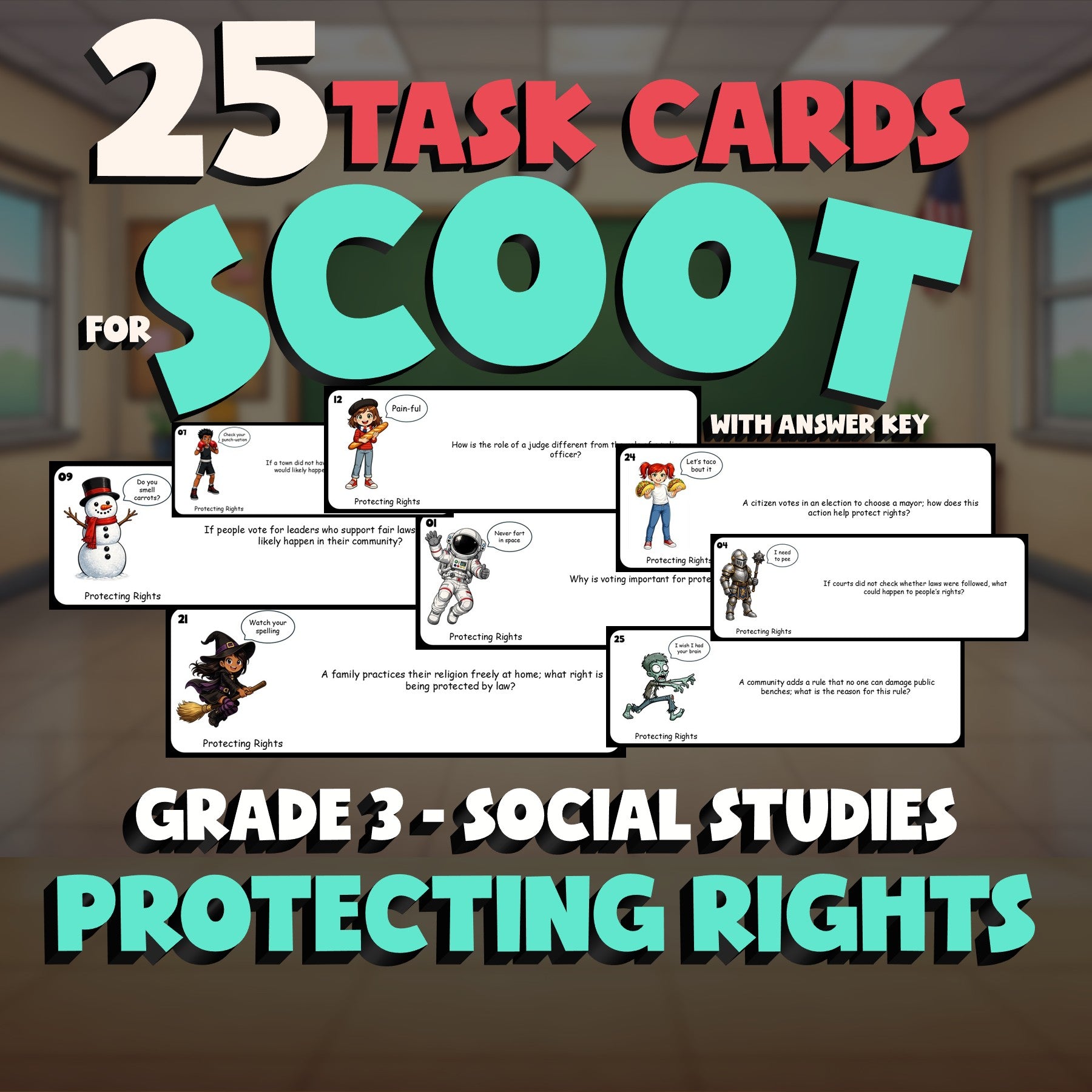 Protecting Rights SCOOT TASK CARDS Socials Game - No Prep Grade 3 Review
