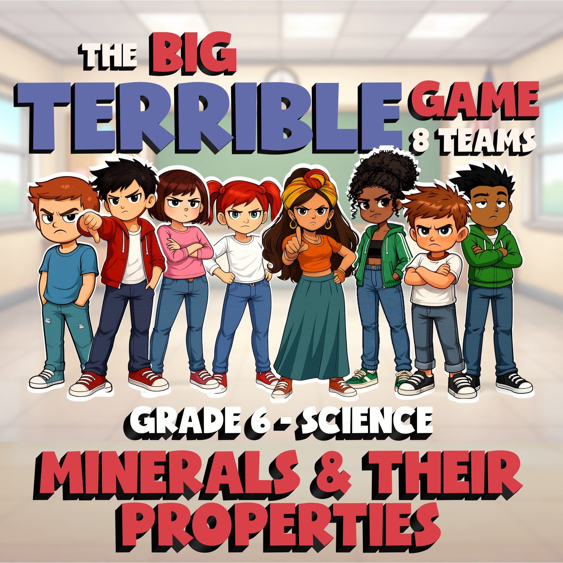 Minerals & Their Properties BIG TERRIBLE GAME - No Prep Grade 6 Science Review