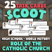 Role of the Catholic Church SCOOT TASK CARDS Game - No Prep World History Review