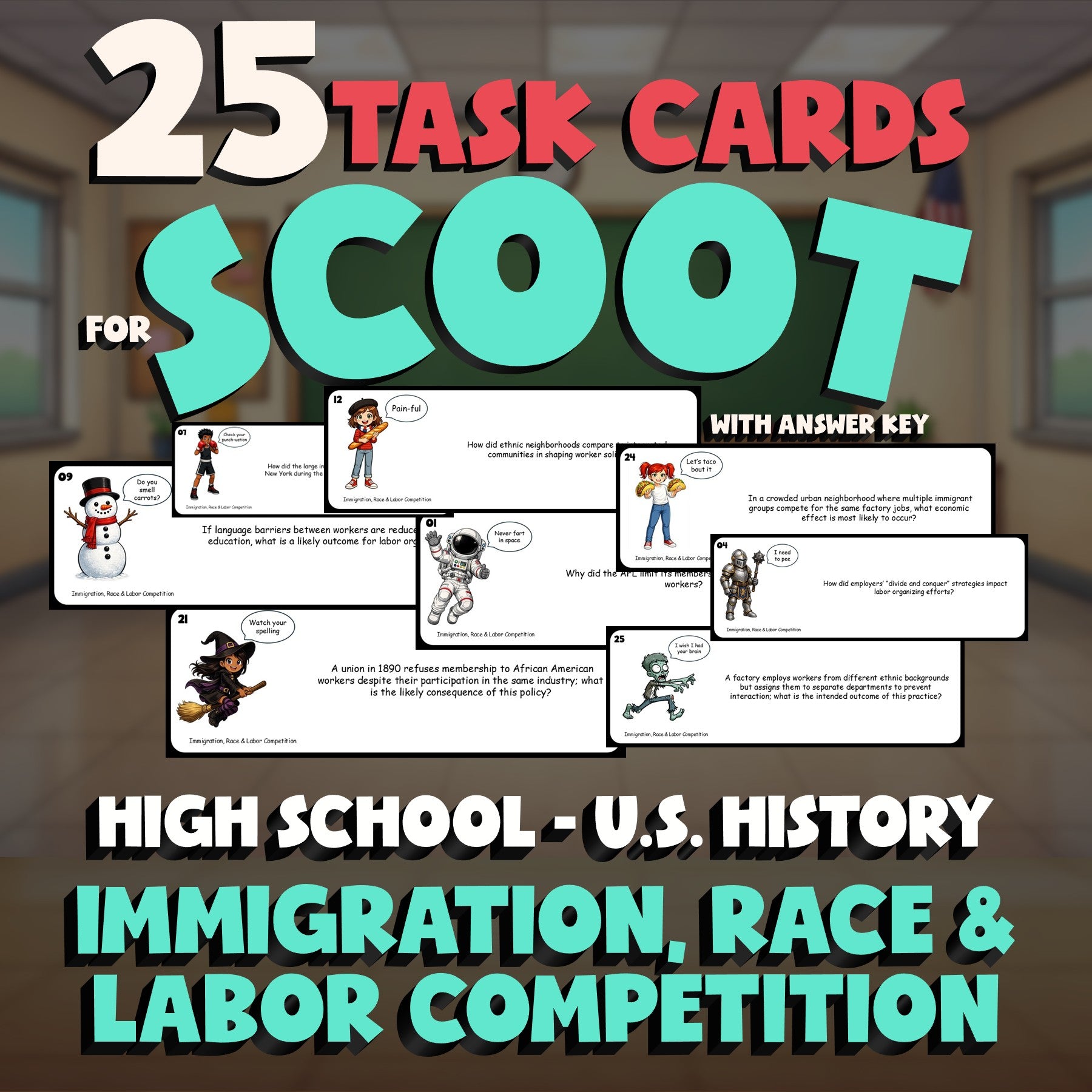 Immigration, Race & Labor Competition SCOOT TASK CARDS U.S. History Game
