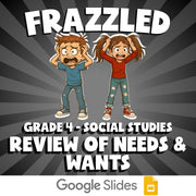 Review of Needs & Wants FRAZZLED Socials Game - No Prep Grade 4 Review Activity
