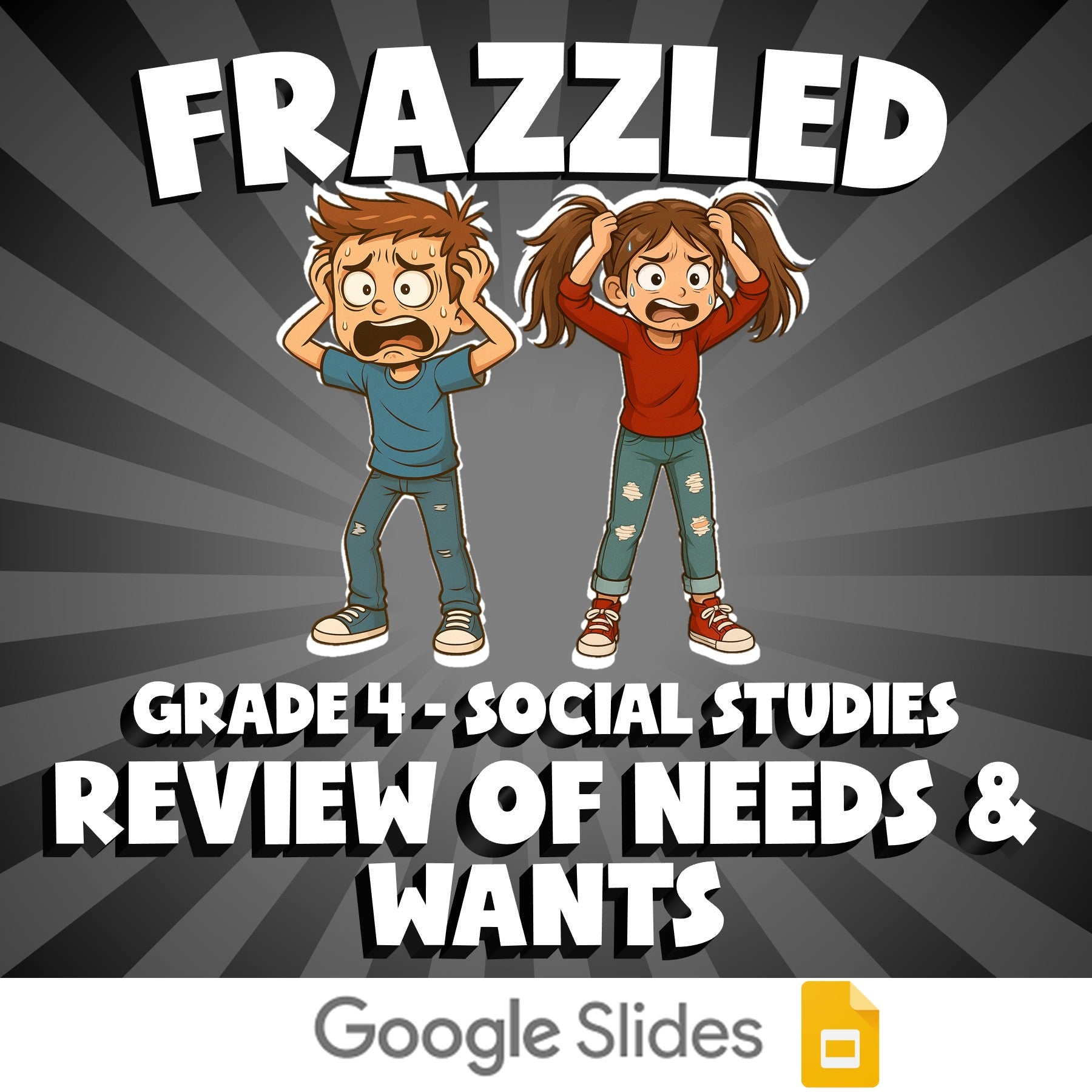 Review of Needs & Wants FRAZZLED Socials Game - No Prep Grade 4 Review Activity