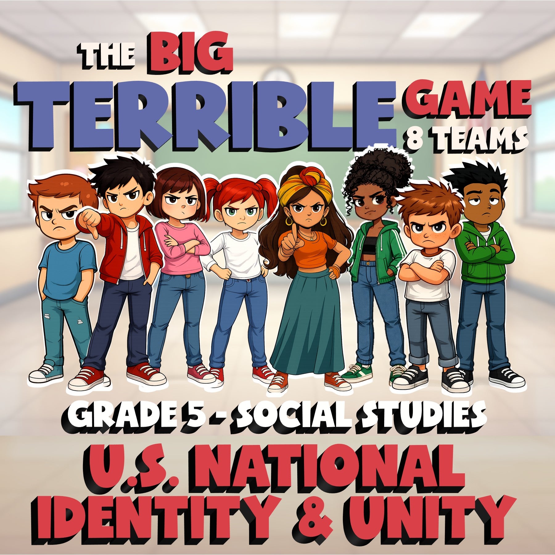 U.S. National Identity & Unity BIG TERRIBLE GAME - Grade 5 Socials Review