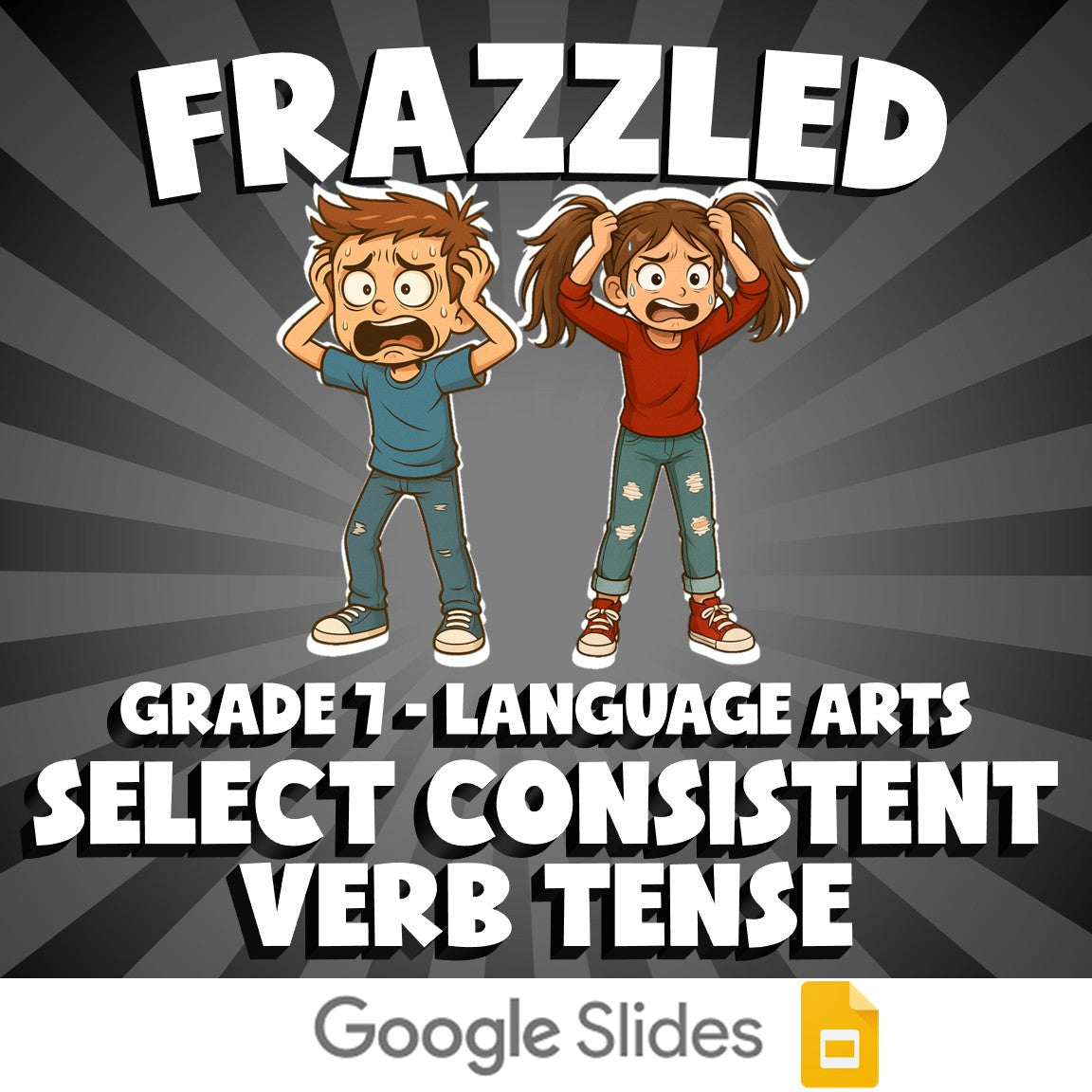 Select Consistent Verb Tense FRAZZLED ELA Game - No Prep Grade 7 Review Activity