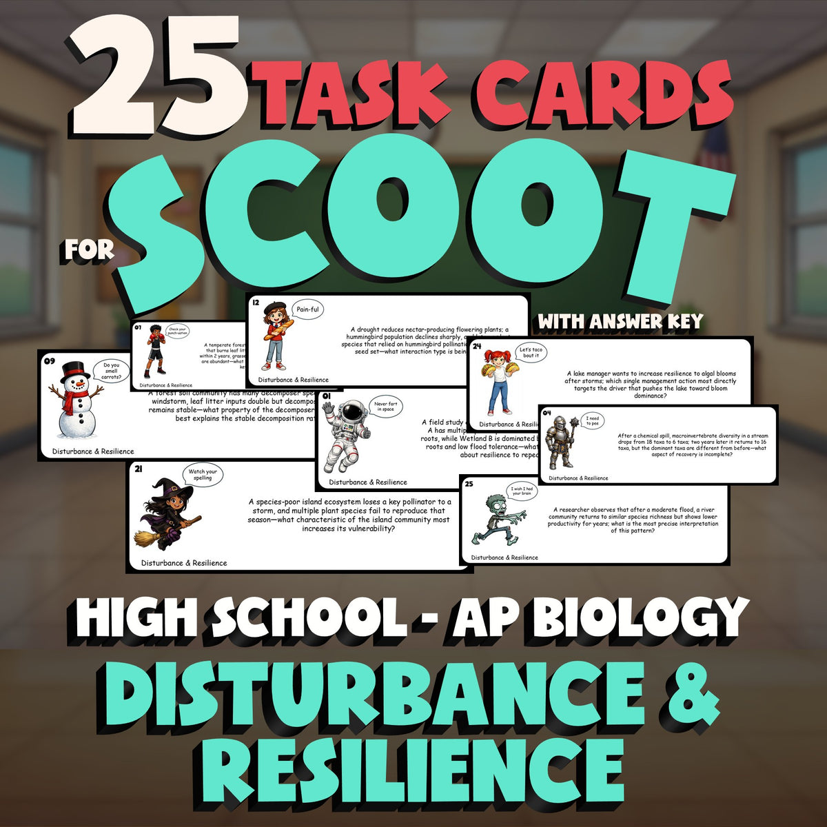 Disturbance & Resilience SCOOT TASK CARDS Science Game - No Prep AP Biology