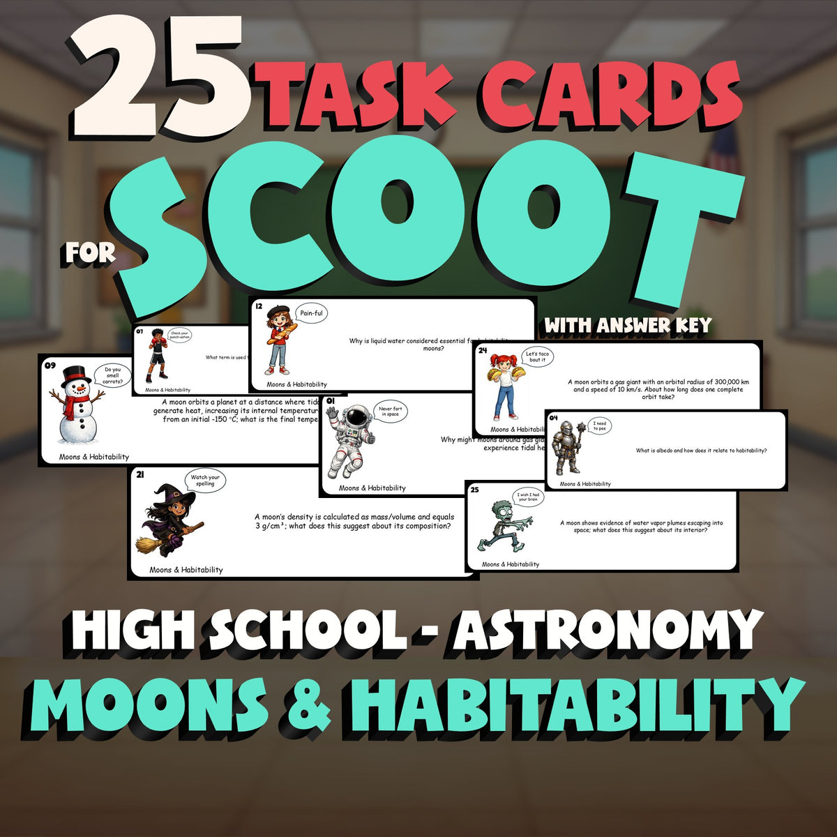 Moons & Habitability SCOOT TASK CARDS Science Game - No Prep Astronomy Review