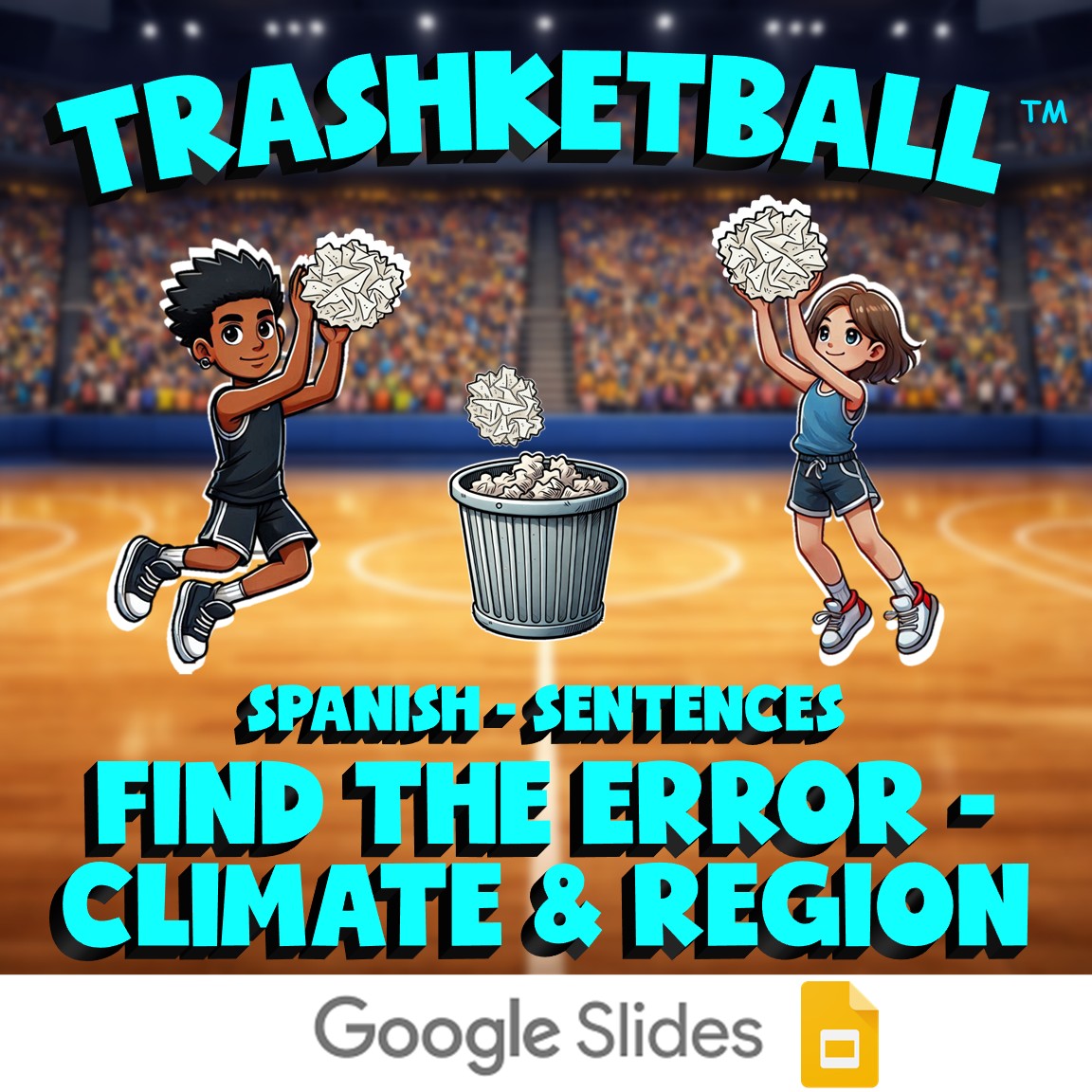 Find the Error - Climate & Region TRASHKETBALL Spanish Game - No Prep Exercise