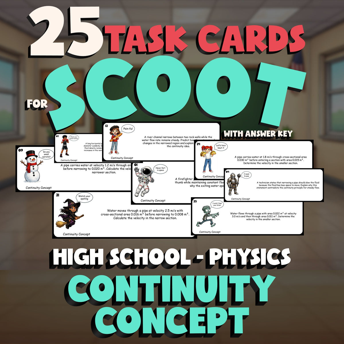 Continuity Concept SCOOT TASK CARDS Science Game - No Prep Physics Review