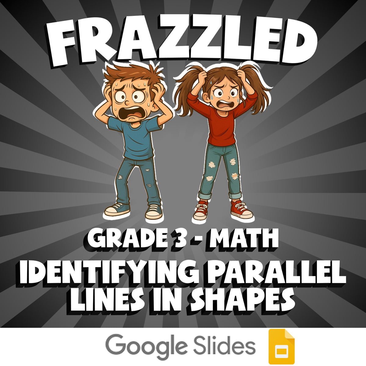 Identifying Parallel Lines in Shapes FRAZZLED Math Game - No Prep Grade 3 Review
