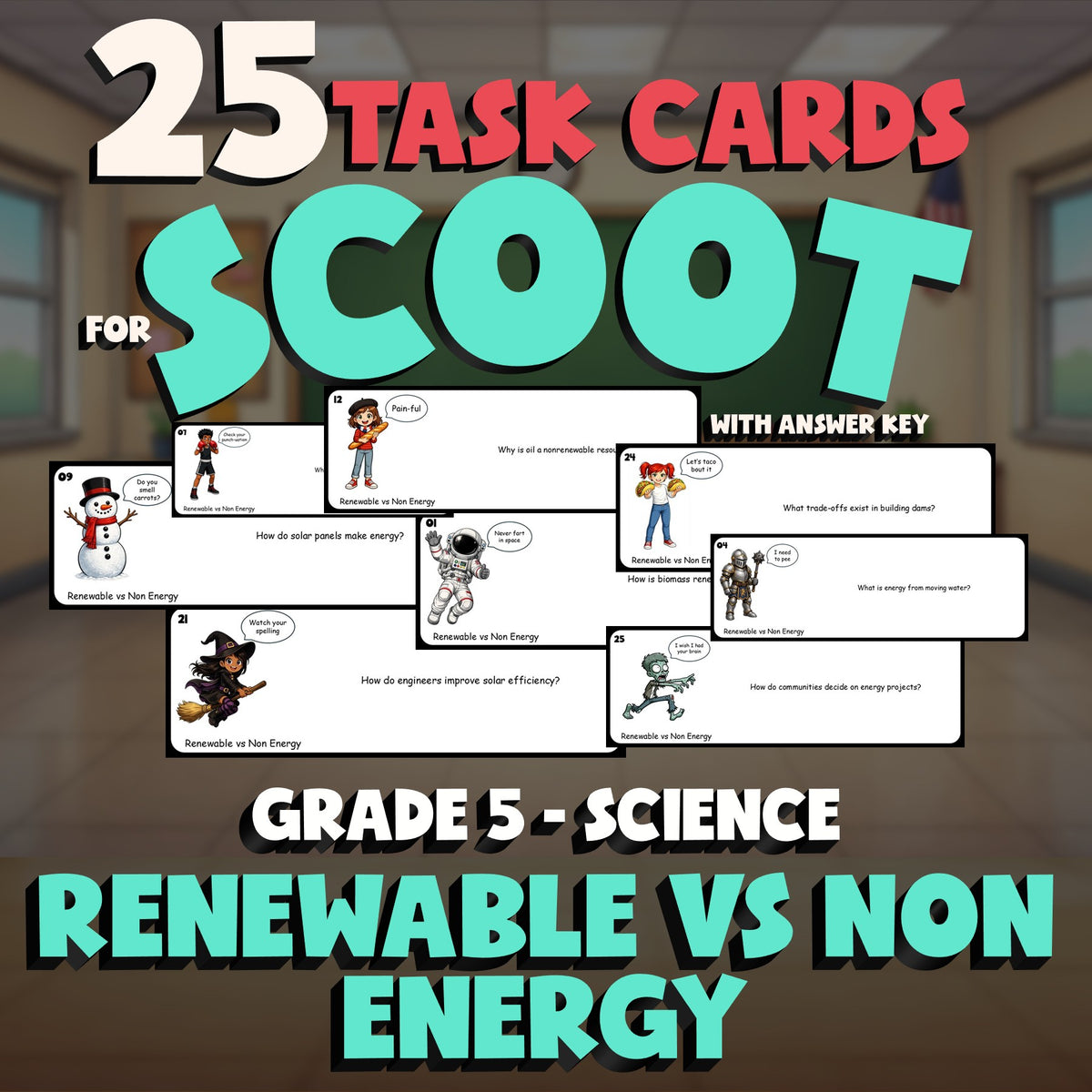 Renewable vs Non Energy SCOOT TASK CARDS Science Game - No Prep Grade 5 Review