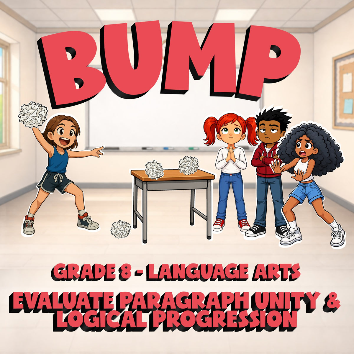 Evaluate Paragraph Unity & Logical Progression BUMP ELA Game - No Prep Grade 8