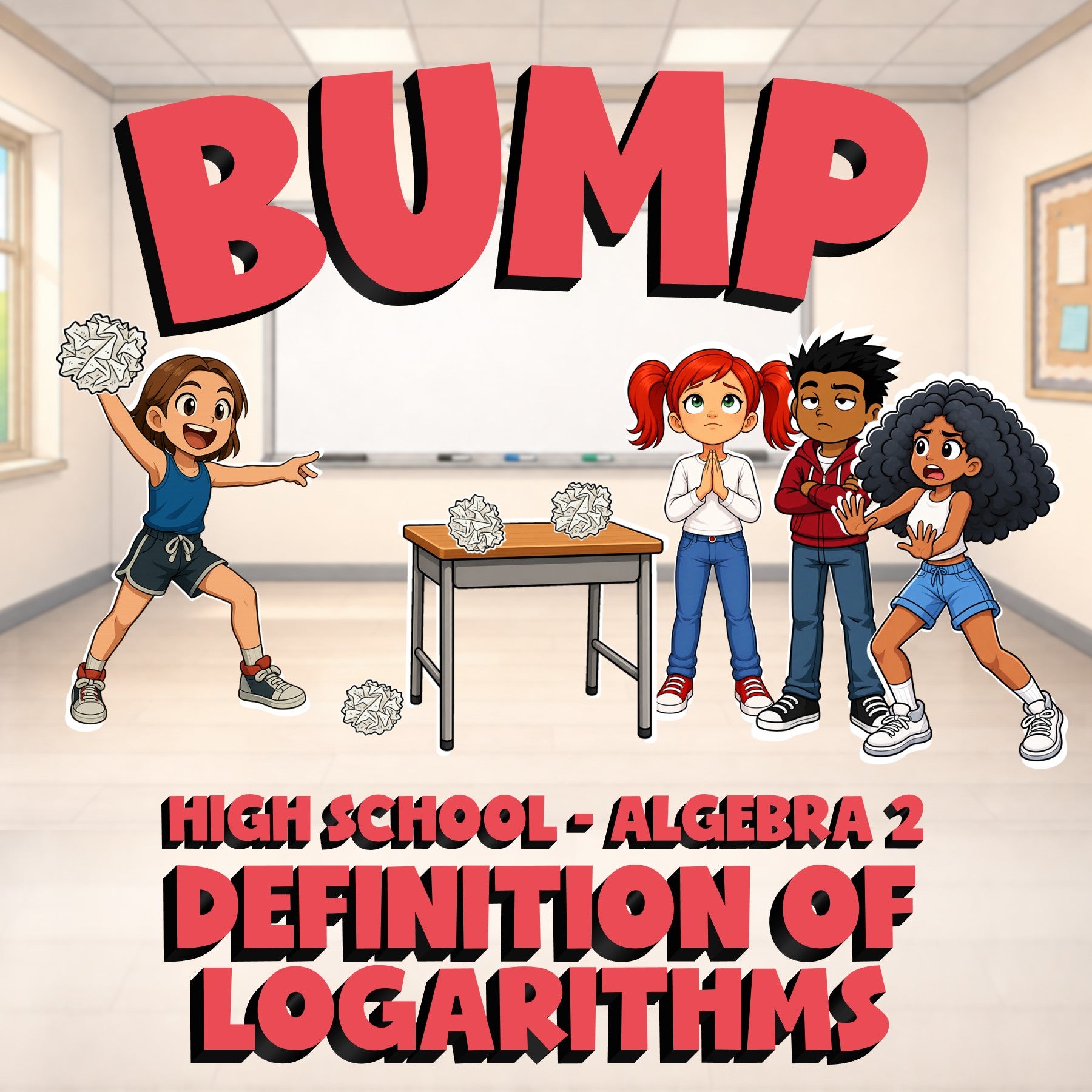 Definition of Logarithms BUMP Math Game - No Prep Algebra 2 Review Activity