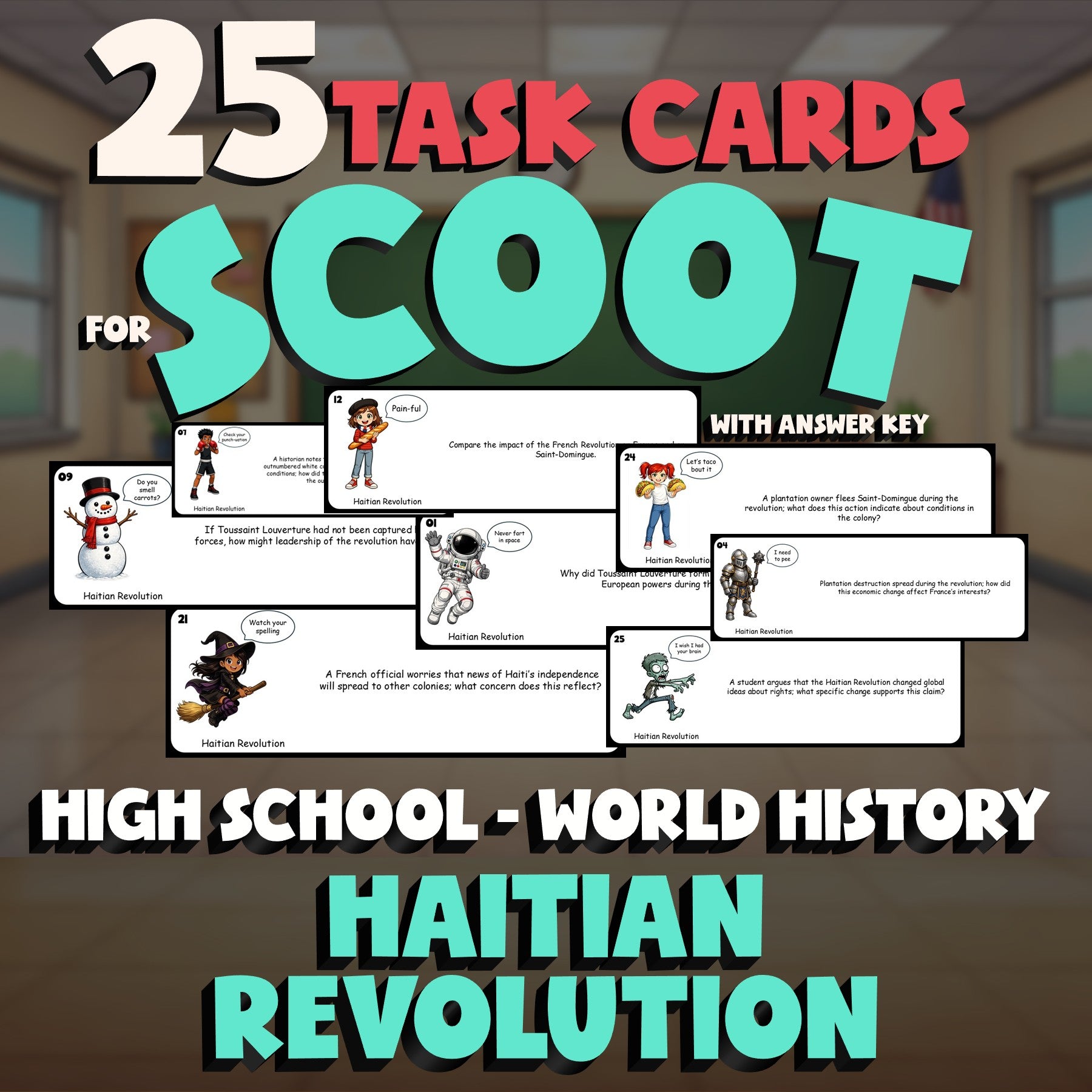 Haitian Revolution SCOOT TASK CARDS Game - No Prep World History Review Activity
