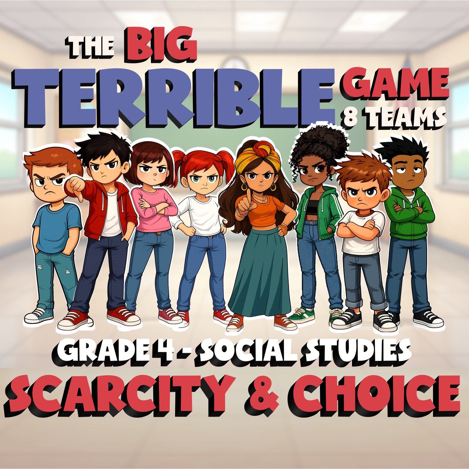 Scarcity & Choice BIG TERRIBLE GAME - No Prep Grade 4 Socials Review Activity