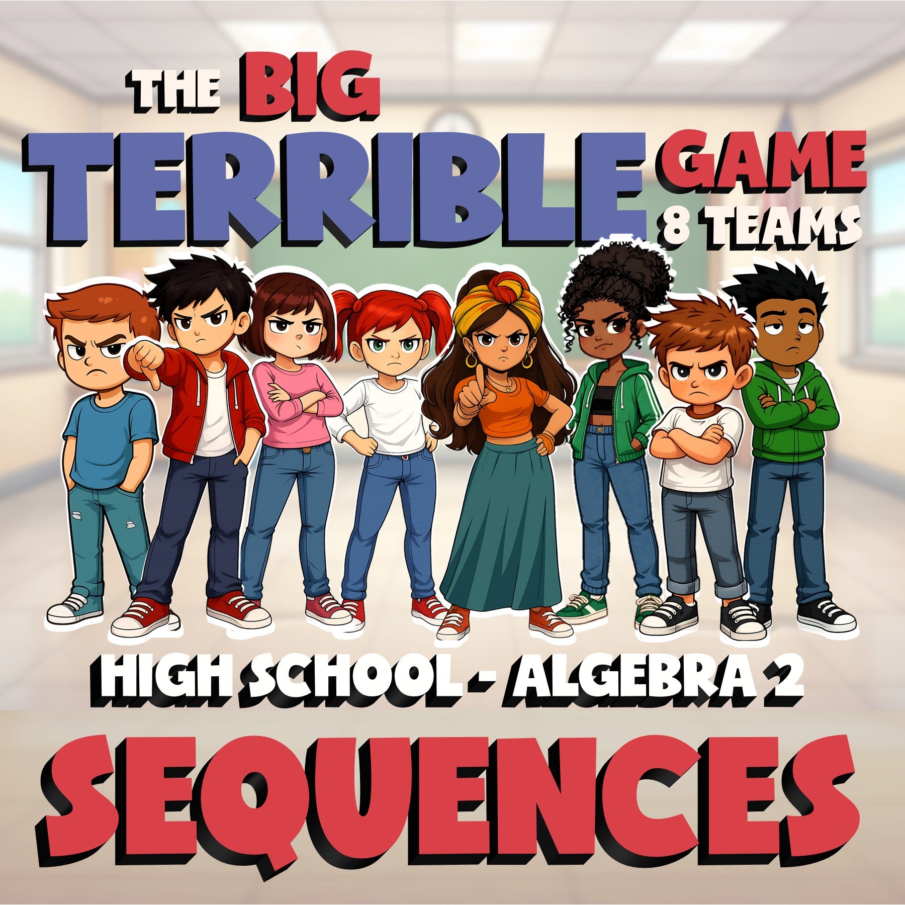 Sequences BIG TERRIBLE GAME - No Prep Algebra 2 Math Review Activity