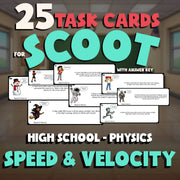 Speed & Velocity SCOOT TASK CARDS Science Game - No Prep Physics Review Activity