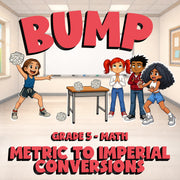 Metric to Imperial Conversions BUMP Math Game - No Prep Grade 5 Review Activity