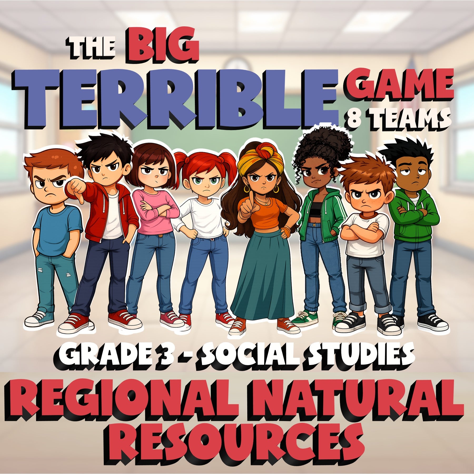Regional Natural Resources BIG TERRIBLE GAME - No Prep Grade 3 Socials Review