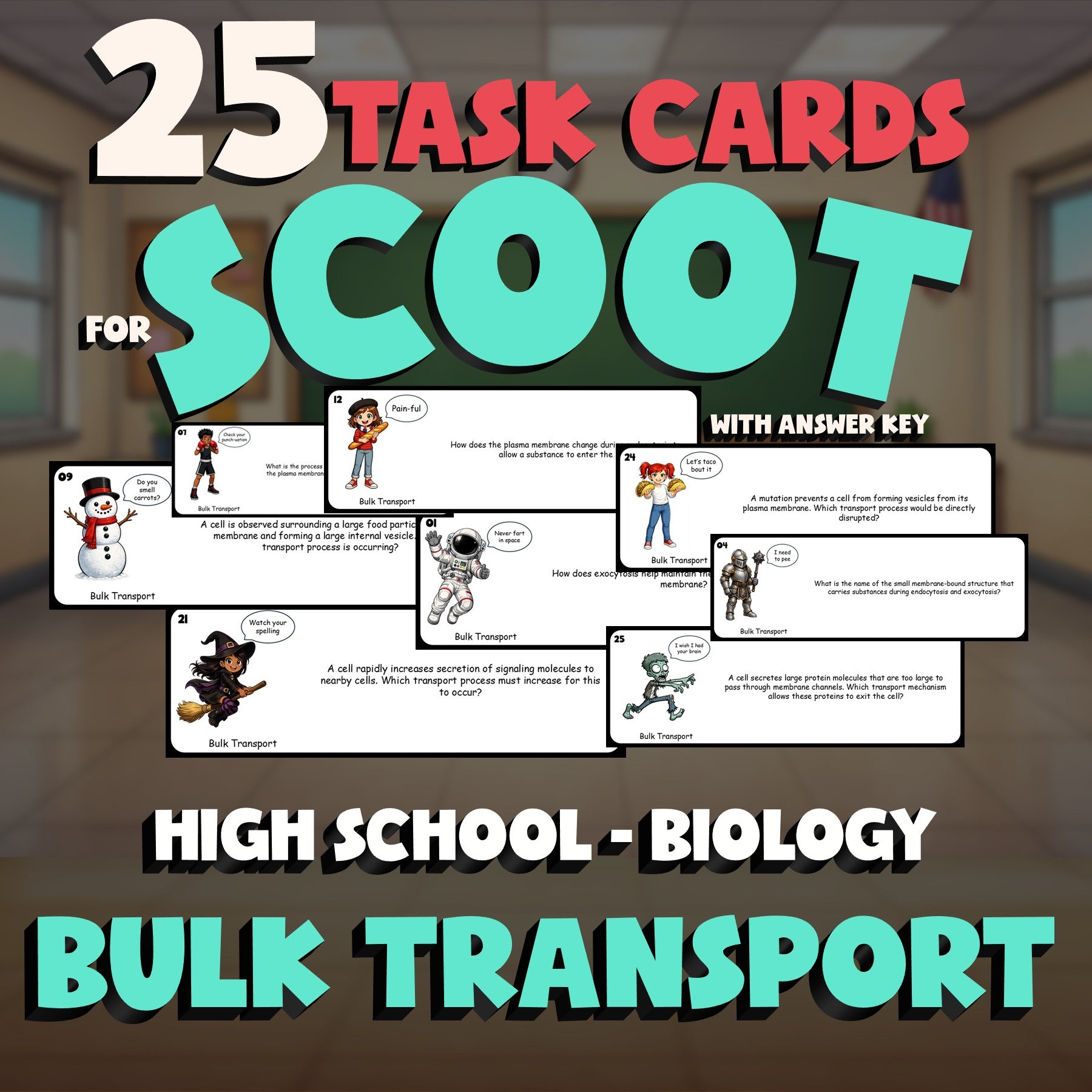 Bulk Transport SCOOT TASK CARDS Science Game - No Prep Biology Review Activity