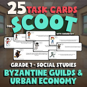 Byzantine Guilds & Urban Economy SCOOT TASK CARDS Socials Game - No Prep Grade 7