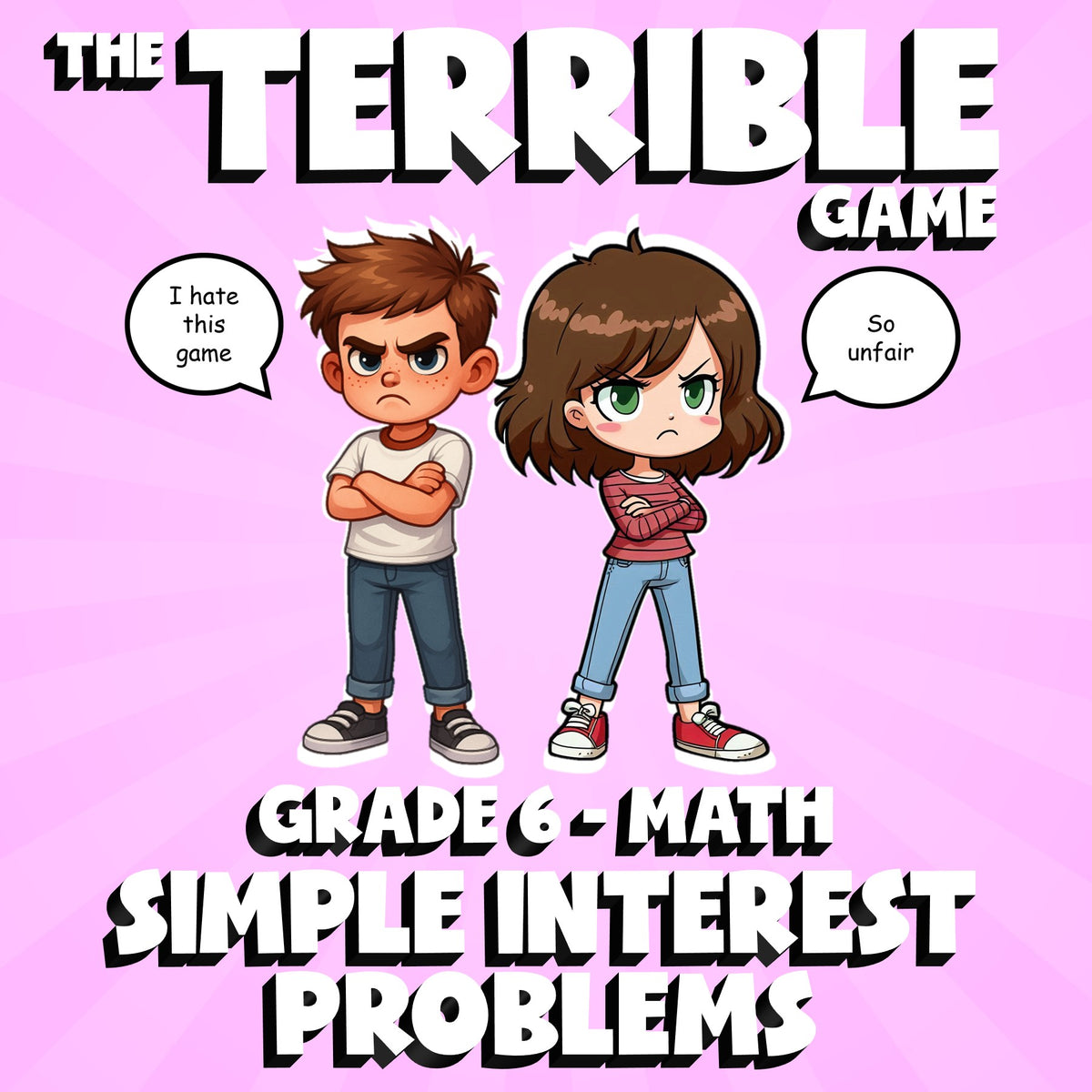 Simple Interest Problems THE TERRIBLE GAME - No Prep Grade 6 Math Review
