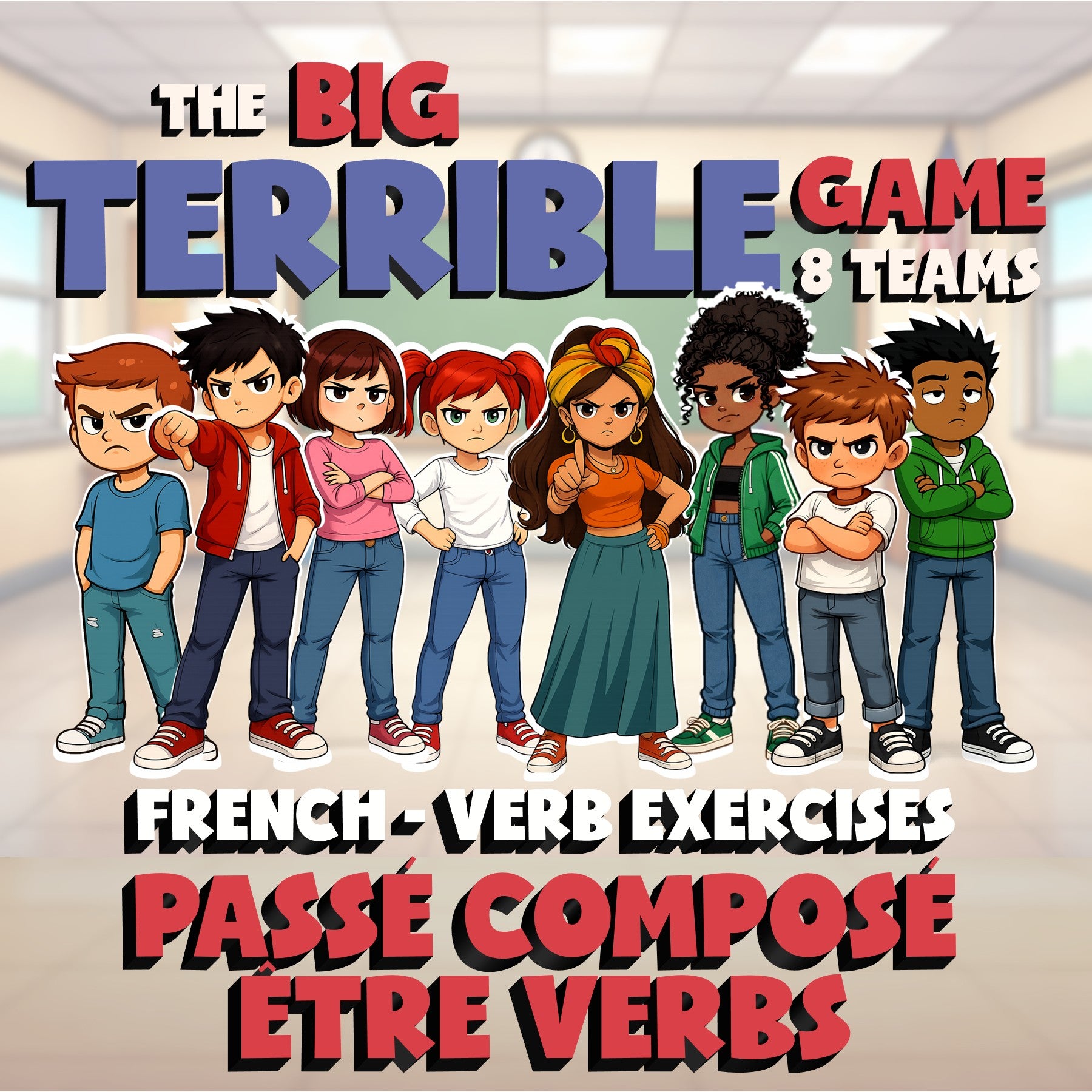 Passé Composé être Verbs BIG TERRIBLE GAME - No Prep French Exercise Activity
