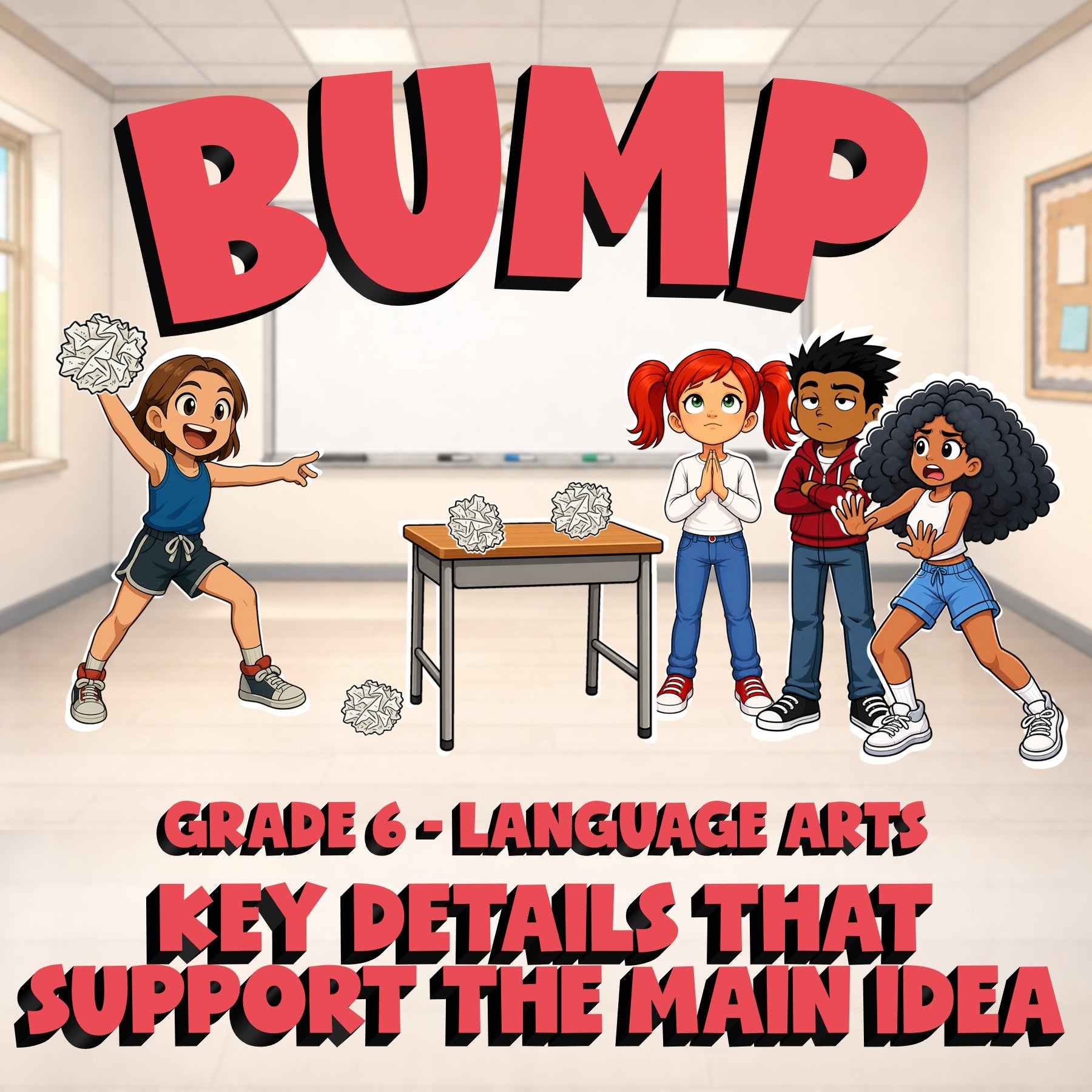 Key Details That Support the Main Idea BUMP ELA Game - No Prep Grade 6 Review