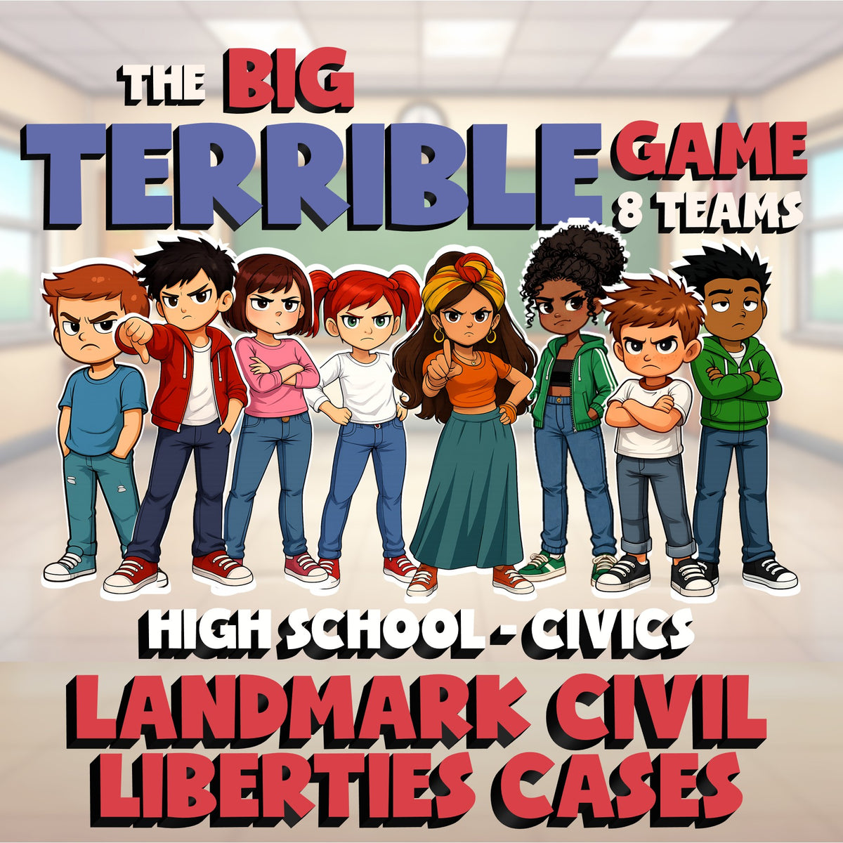 Landmark Civil Liberties Cases BIG TERRIBLE GAME - No Prep Civics Review