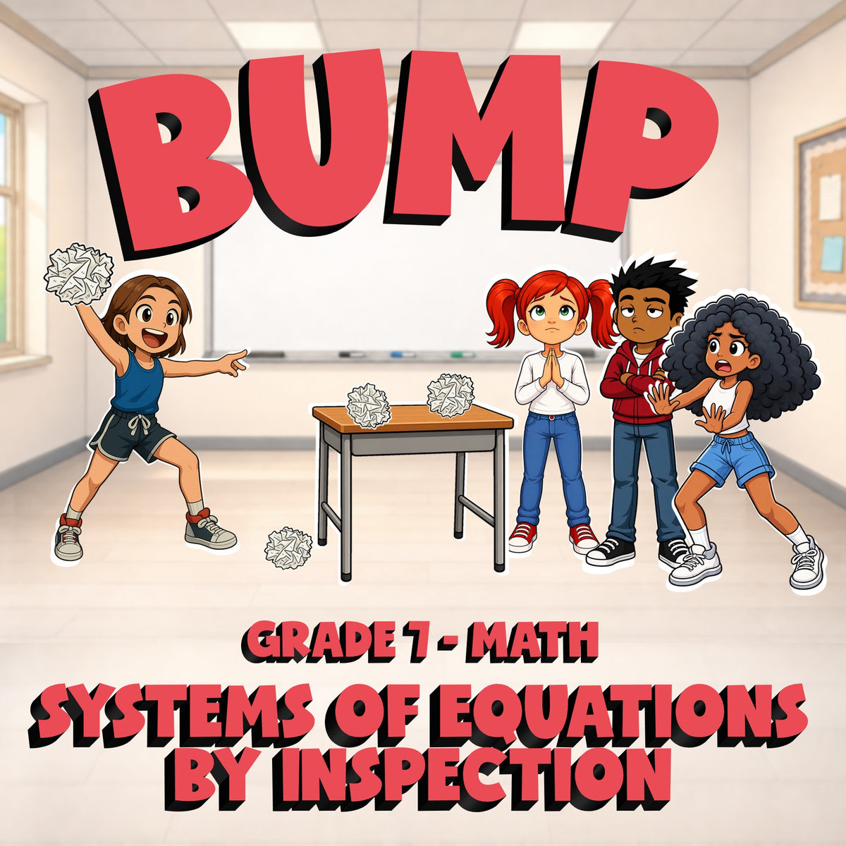 Systems of Equations by Inspection BUMP Math Game - No Prep Grade 7 Review