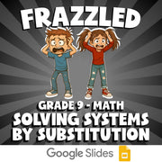 Solving Systems by Substitution FRAZZLED Math Game - No Prep Grade 9 Review